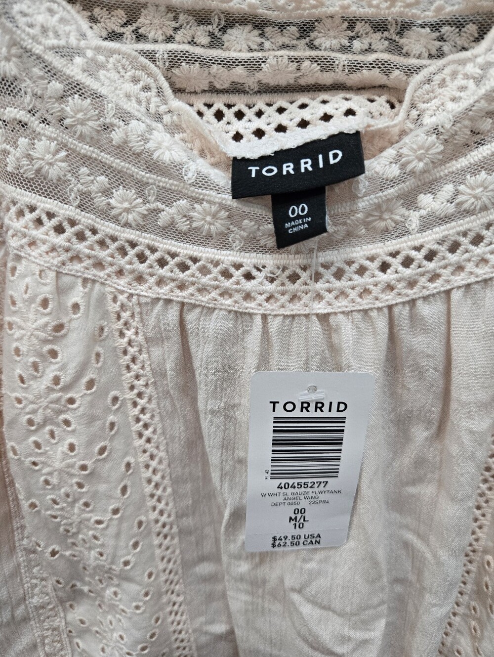Lace-Trim Spaghetti Strap Tank Top - Cream Size 00